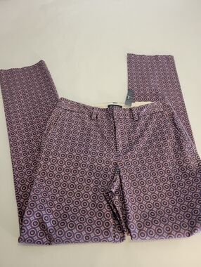Lands End Pants Womens Small 2Mid Rise Straight Leg Pink Purple blue geometric